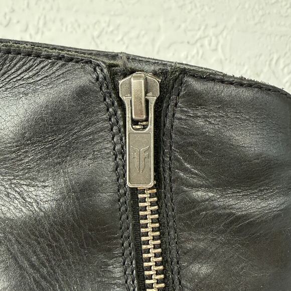 Frye Black Leather Ankle Boots – Women’s 7M, Side Zip, Block Heel - Picture 4 of 9